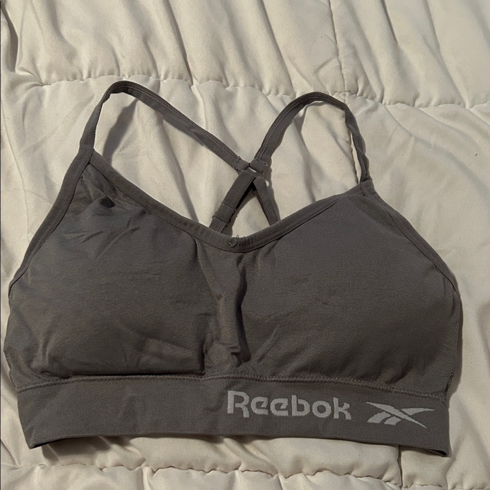 Reebok Charcoal Gray Crisscross Light-Support Sports Bralette